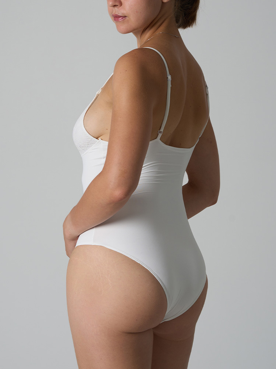Body Modelador Feminino com De - Elastic Lace Trim avaliação e preço