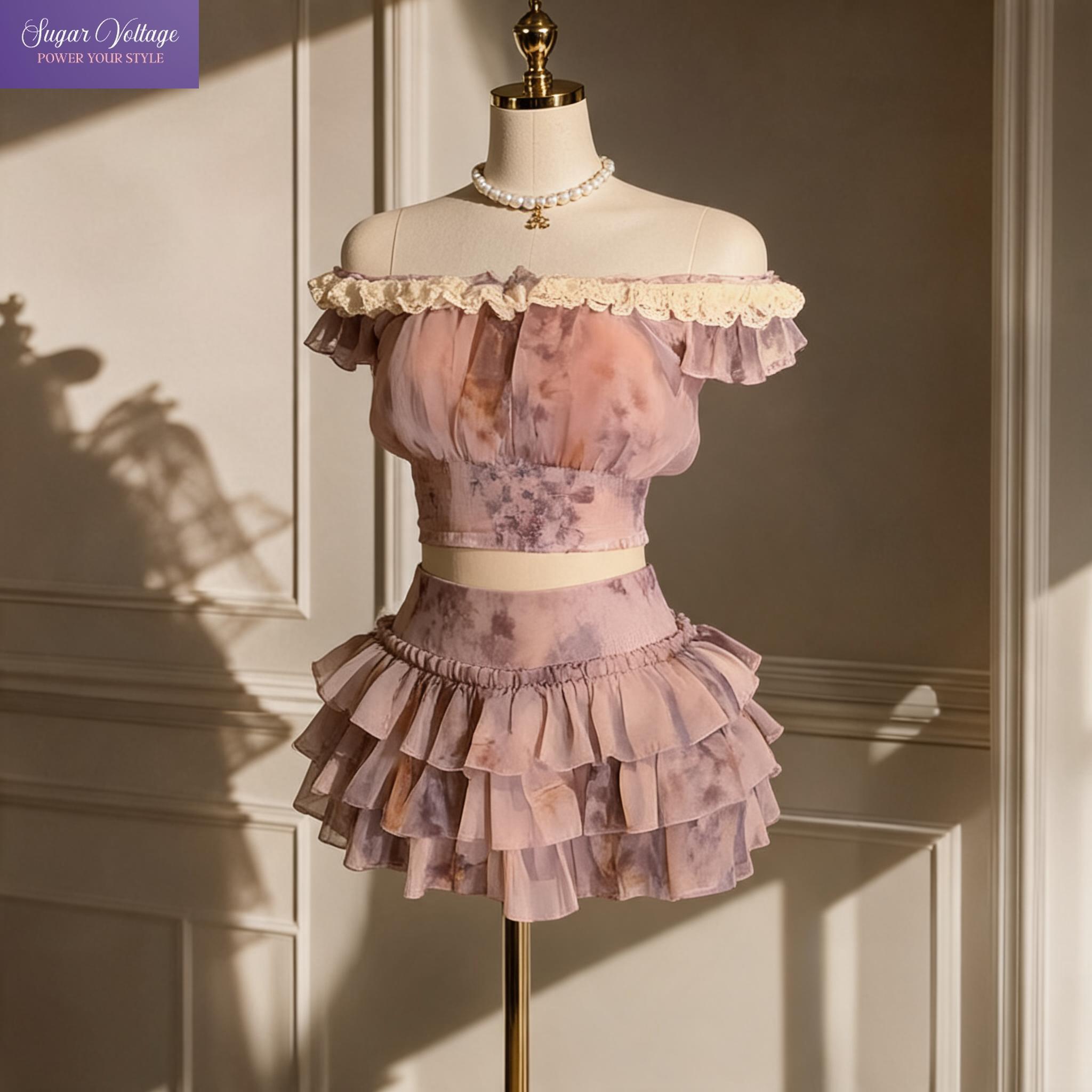 Conjunto Feminino de 2 Peças E - Elastic Lace Trim avaliação e preço